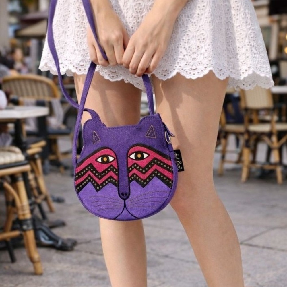 Laurel Burch Purple Cat  Crossbody Bag‎